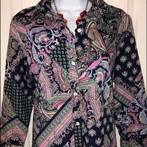 Ralph Lauren navy paisley shirt - non iron -Large